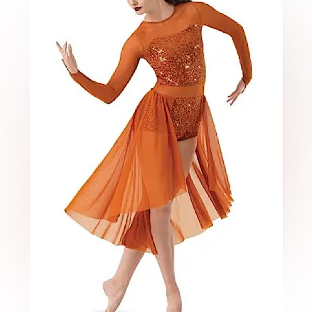 Weissman Solo Dance Costume Orange Sequin Lyrical Island 10376 Sc-Small Child 6